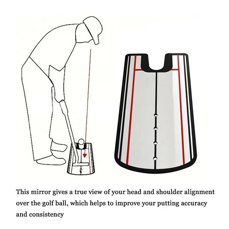 Golf training aid with mirror for head and shoulder alignment