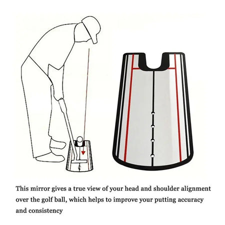 Golf training aid with mirror for head and shoulder alignment