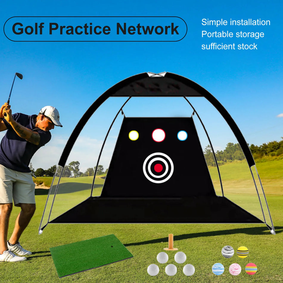 Golf Net,10x7ft Practice Net With Triturf Mat,1 Home Golf Hitting Aid For Backyard Driving Chipping Swing Training,Indoor Traini