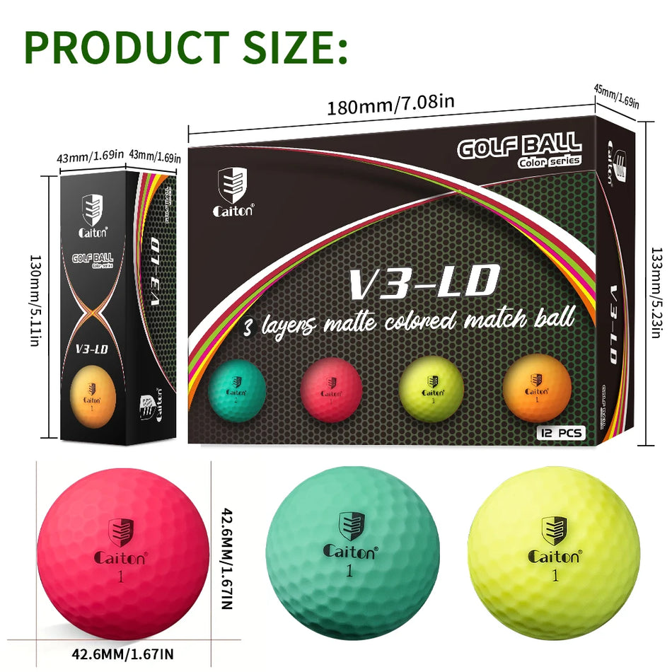 3-Layer Colored Golf Balls for Distance & Control